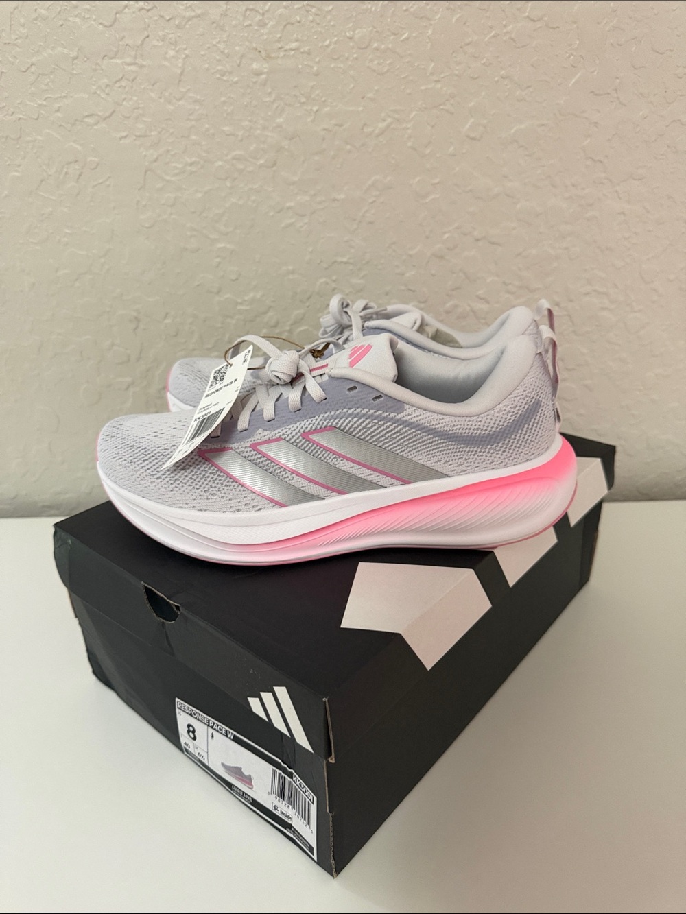 adidas Women’s Light Gray & Pink Comfort Running Sneakers